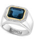 ფოტო #1 პროდუქტის EFFY® Men's London Blue Topaz (6-1/10 ct. t.w.) & Diamond (1/5 ct. t.w.) Halo Ring in Sterling Silver & 14k Gold-Plated Sterling Silver