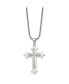Фото #3 товара Chisel polished and Laser Cut Cross Pendant on a Rope Chain Necklace