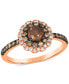 ფოტო #1 პროდუქტის Chocolate Diamond & Nude Diamond Flower Halo Ring (1 ct. t.w.) in 14k Rose Gold