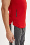 Erkek Kırmızı Bisiklet Yaka Ekstra Slim Fit Spor Tişört N9424AZ20SP
