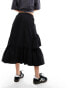 Urban Revivo ruffle detail maxi skirt in black