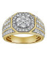 Фото #1 товара Hex Rose Natural Certified Diamond 1.74 cttw Round Cut 14k Yellow Gold Statement Ring for Men