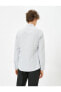Фото #4 товара Spor Gömlek Slim Fit Minimal Baskı Detaylı Klasik Yaka Uzun Kollu Non Iron