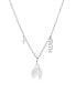 Фото #3 товара Macy's clear Quartz Pear Shape Bead 16mm Charm Necklace in Fine Silver Plated Brass
