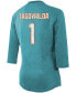 Фото #2 товара Women's Tua Tagovailoa Aqua Miami Dolphins Player Name Number Raglan 3/4 Sleeve Tri-Blend T-shirt