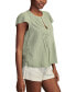 ფოტო #3 პროდუქტის Women's Cotton Pintuck-Pleated Flutter-Sleeve Blouse