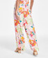 Women's Floral-Print Pull-On Wide-Leg Pants, Created for Macy's