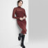 Фото #1 товара Women's Long Sleeve Lurex Mesh Midi Dress - Wild Fable Burgundy XXS