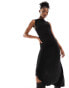 Фото #2 товара COLLUSION ruched slash neck asymmetric dress in black