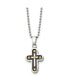 ფოტო #1 პროდუქტის Black and Yellow IP-plated Cross Pendant Ball Chain Necklace