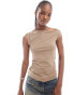 Фото #1 товара Weekday Annie boat neck tank top in brown exclusive to ASOS