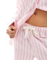 Фото #6 товара ASOS DESIGN woven stripe long sleeve shirt & trouser pyjama set in pink