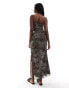 ASOS DESIGN co-ord asymmetric mesh maxi skirt in animal print Tieraufdruck, XS - EU 32-34 - фото #5