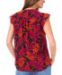 Women's Floral V-Neck Flutter-Sleeve Top