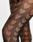 My Accessories London sheer tights in black with heart print