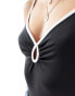 New Look keyhole bodysuit with contrast trim in black