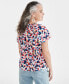 ფოტო #2 პროდუქტის Women's Seersucker Split-Neck Flutter Sleeve Top, Created for Macy's