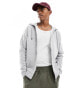 Jack & Jones zip through hoodie in light grey marl