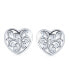 ფოტო #2 პროდუქტის Swirl Filigree Scroll Heart Shaped Stud Earrings For Women For Girlfriend .925 Sterling Silver