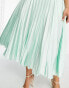 Фото #3 товара ASOS DESIGN Curve satin pleated midi skirt in mint green