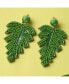ფოტო #3 პროდუქტის Women's Green Beaded Leaf Drop Earrings