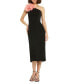 ფოტო #5 პროდუქტის Women's Crepe One Shoulder Flower Detail Midi Dress