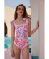 Фото #8 товара Women's Pink Blossom Reversible One-Piece Swimsuit