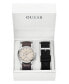 ფოტო #2 პროდუქტის Men's Multi-Function Brown Genuine Leather Watch 44mm Gift Set