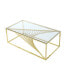 Gold Accent Table with Glass Top & Stainless Steel Frame