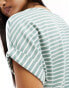 ONLY soft round neck t-shirt in sage & white stripe