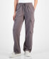 Juniors' High-Rise Wide-Leg Cargo Sweatpants