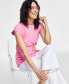 ფოტო #2 პროდუქტის Women's Crewneck Belted Top, Created for Macy's