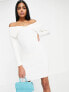 Фото #1 товара Miss Selfridge foldover rib knit mini dress in ivory