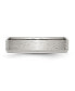Stainless Steel Polished Satin Center 6mm Ridged Edge Band Ring