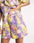 Фото #4 товара Noisy May beach shorts co-ord in purple 70s floral