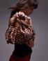 Topshop Giulia grab bag with ruche detail and twist handle in leopard