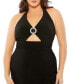 ფოტო #2 პროდუქტის Plus Size Halter Tie Keyhole Detail Gown