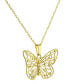 Фото #3 товара Macy's filigree Openwork Butterfly 18" Pendant Necklace in 10k Gold