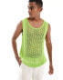 ASOS DESIGN open knit vest in green grün, M - Chest 40 - фото #1