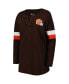 ფოტო #3 პროდუქტის Women's Brown Cleveland Browns Athletic Varsity Lace-Up Long Sleeve T-shirt