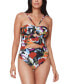 Фото #1 товара Bar Iii 300721 Women Printed Bandeau Cutout One-Piece Swimsuit Size 18