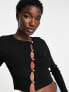 Фото #3 товара NA-KD fine knit vest with pearl detail in black