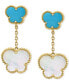 ფოტო #3 პროდუქტის EFFY® Mother of Pearl & Turquoise Butterfly Drop Earrings in 14k Gold