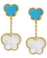 Фото #3 товара EFFY® Mother of Pearl & Turquoise Butterfly Drop Earrings in 14k Gold