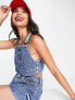 Tommy Jeans x ASOS exclusive co-ord cotton logo tape dungaree top in mid blue