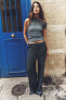 Фото #1 товара Широкие брюки с текстурным узором ZARA