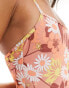 Brave Soul retro floral print swimsuit in pale pink