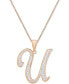 Фото #14 товара Macy's diamond Accent Script 18" Initial Pendant Necklace in Silver Plate, Gold Plate & Rose Gold Plate