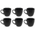 Kaffeetassen 6er Set Schwarz Matt 240ml