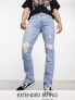 Фото #1 товара ASOS DESIGN skinny jeans with knee rips and zip detail in light blue